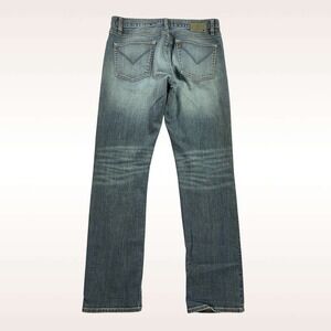 John Varvatos Bowery Jeans Mens 32x31 Blue‎ Slim Straight Stretch Whiskered Fade